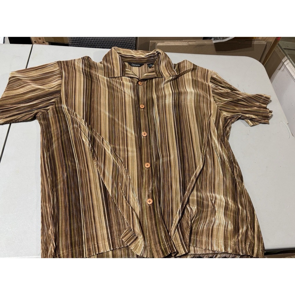 Damante‎ Mens M Short Sleeve Shirt Designer Muscle Club Sheer Textured Crimp